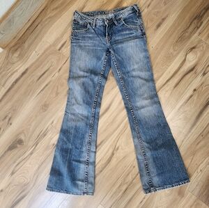 Silver Bootcut Jeans, Size 28